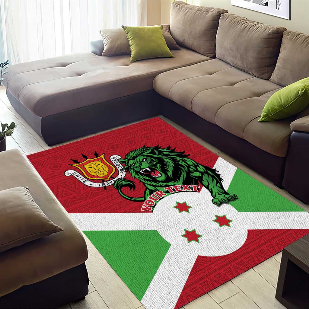 Personalized Jamhuri ya Burundi Area Rug Lion With Coat Of Arms - Flag Style LT15