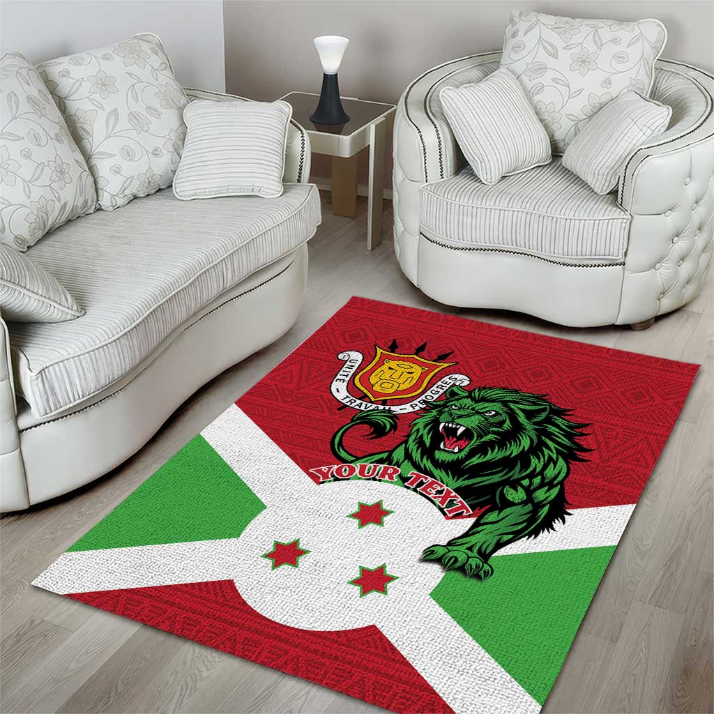 Personalized Jamhuri ya Burundi Area Rug Lion With Coat Of Arms - Flag Style LT15
