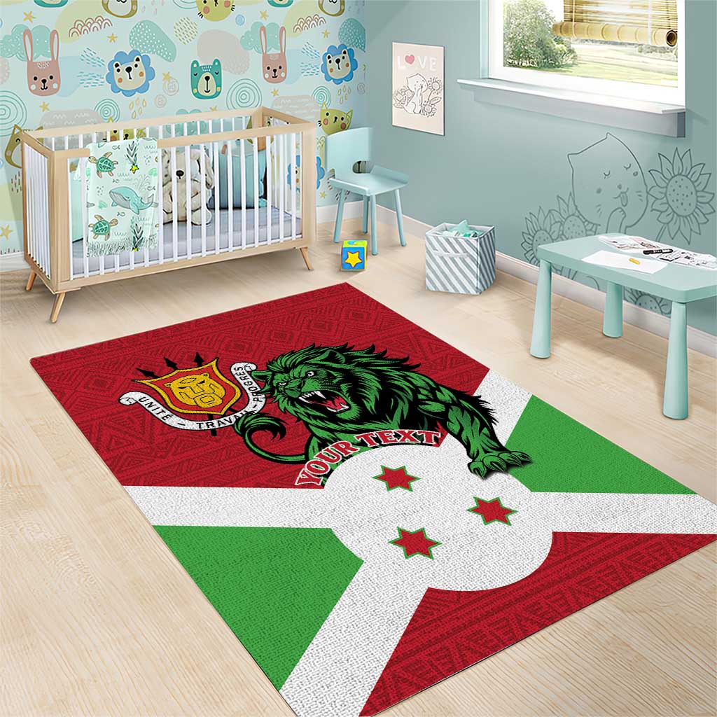 Personalized Jamhuri ya Burundi Area Rug Lion With Coat Of Arms - Flag Style LT15