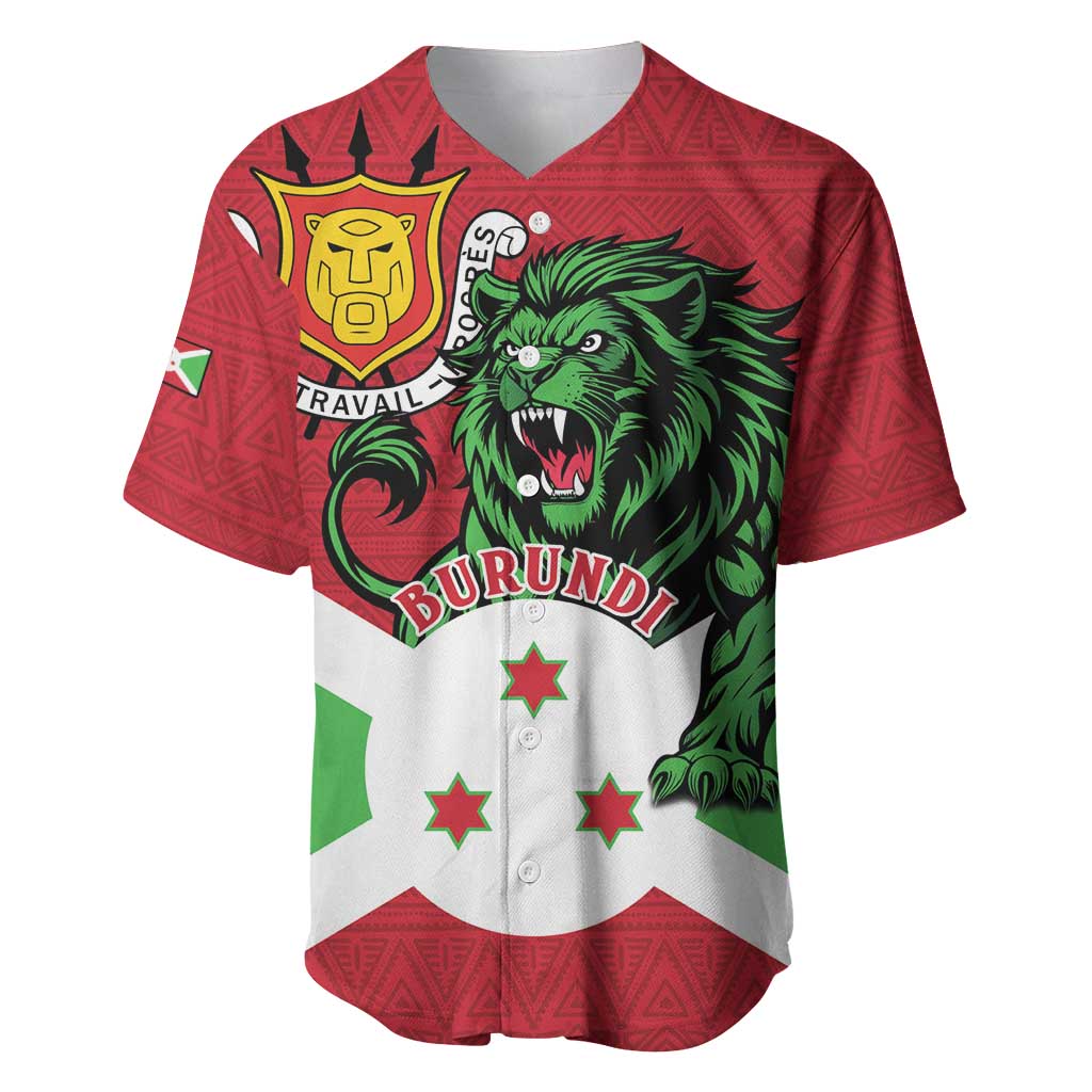 Personalized Jamhuri ya Burundi Baseball Jersey Lion With Coat Of Arms - Flag Style LT15