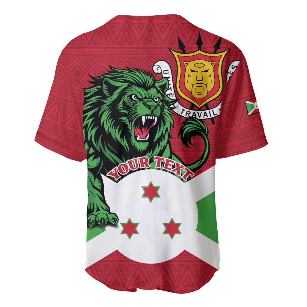 Personalized Jamhuri ya Burundi Baseball Jersey Lion With Coat Of Arms - Flag Style LT15