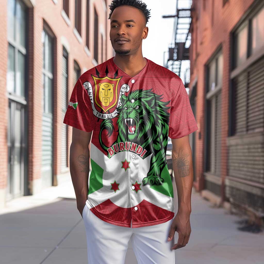 Personalized Jamhuri ya Burundi Baseball Jersey Lion With Coat Of Arms - Flag Style LT15
