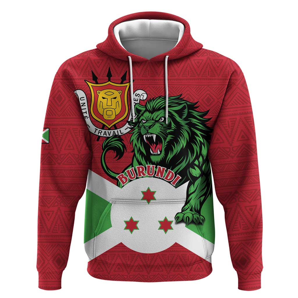 Personalized Burundi Hoodie Lion and Coat Of Arms - Flag Style LT15