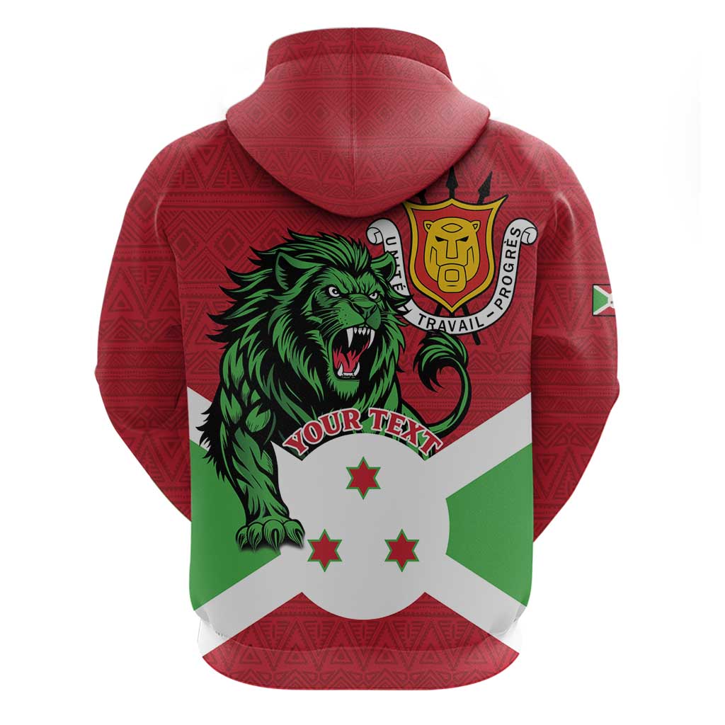 Personalized Burundi Hoodie Lion and Coat Of Arms - Flag Style LT15