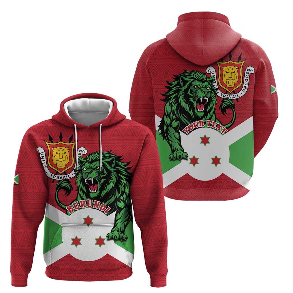 Personalized Burundi Hoodie Lion and Coat Of Arms - Flag Style LT15