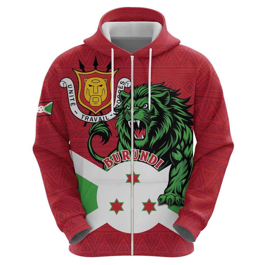 Personalized Burundi Hoodie Lion and Coat Of Arms - Flag Style LT15