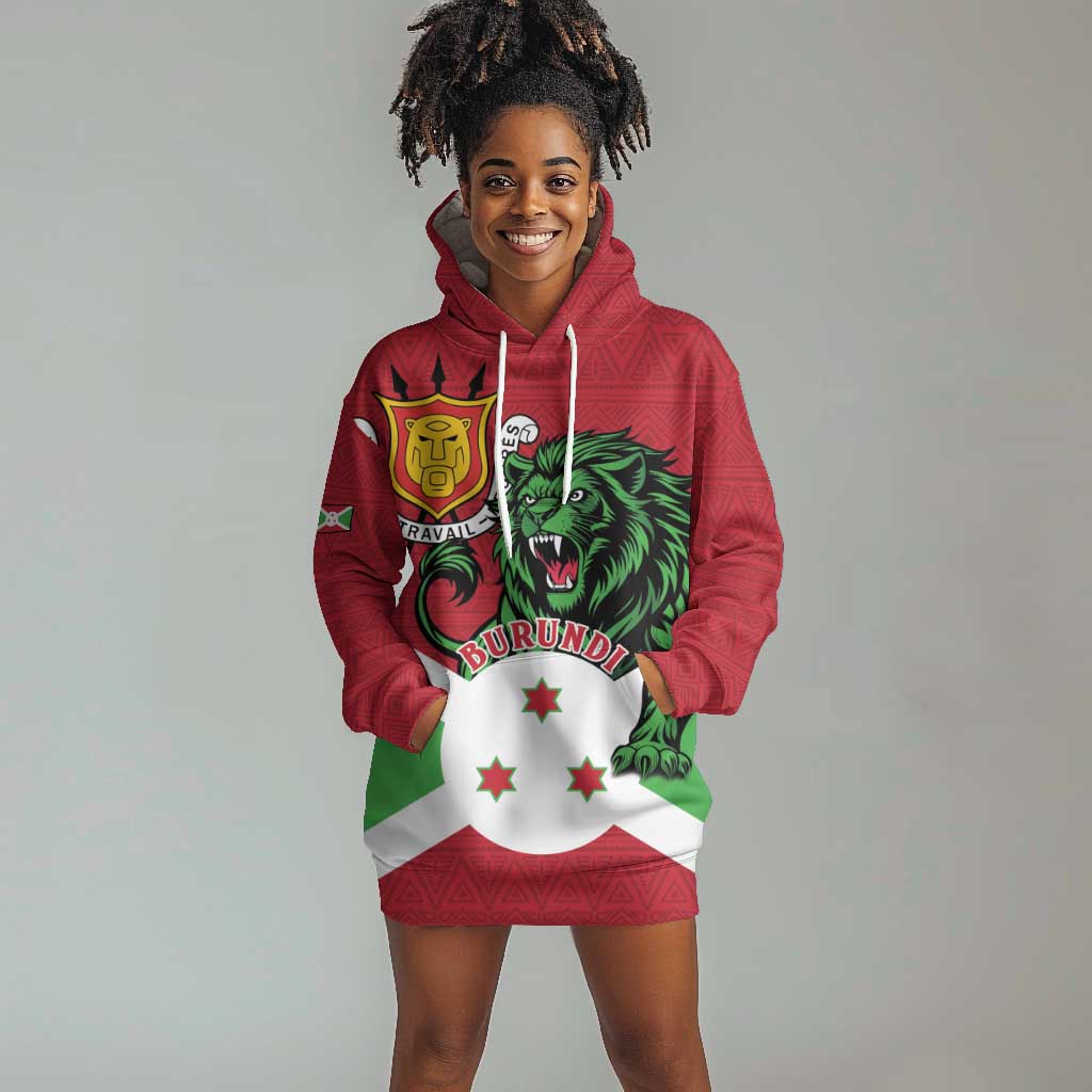 Personalized Jamhuri ya Burundi Hoodie Dress Lion With Coat Of Arms - Flag Style LT15