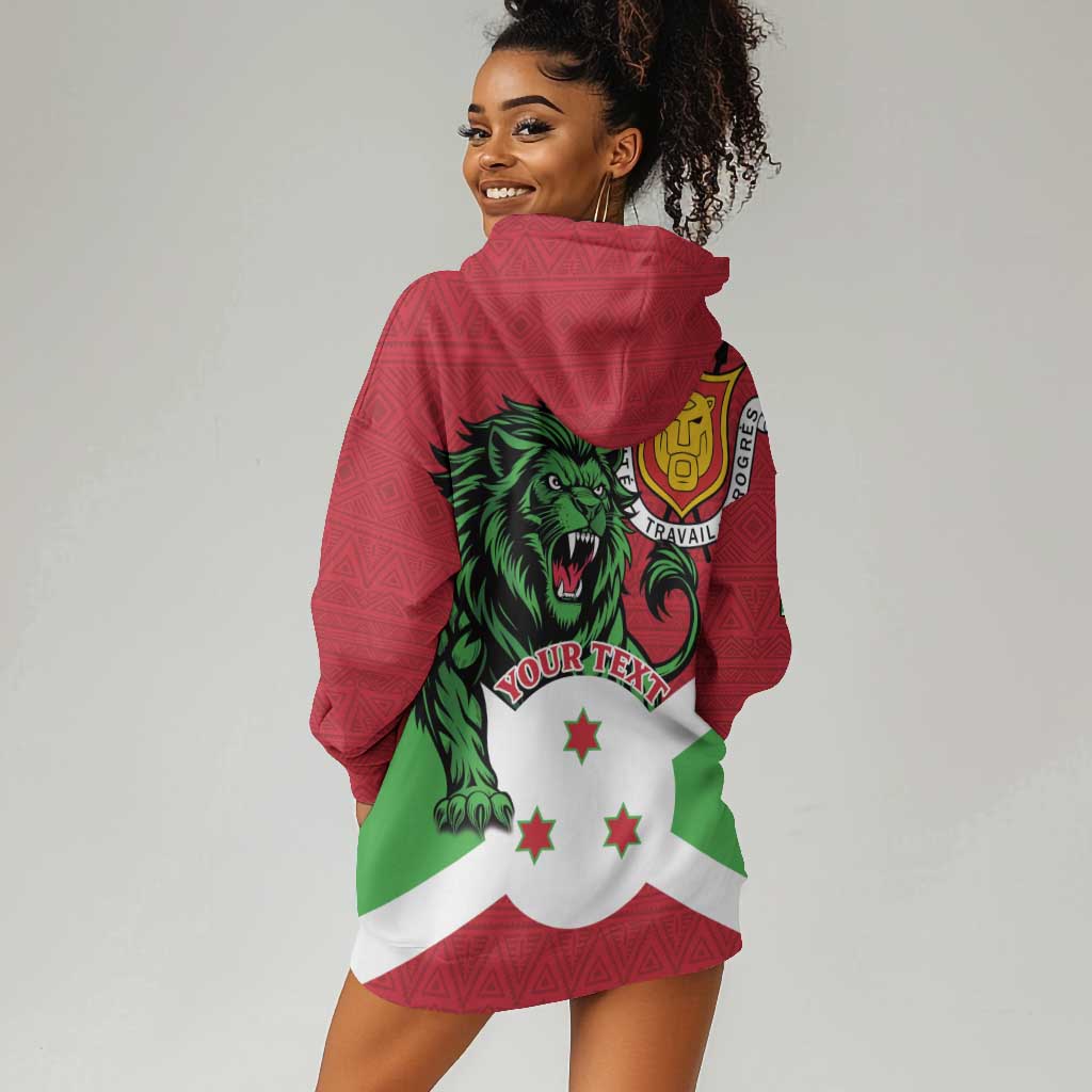 Personalized Jamhuri ya Burundi Hoodie Dress Lion With Coat Of Arms - Flag Style LT15