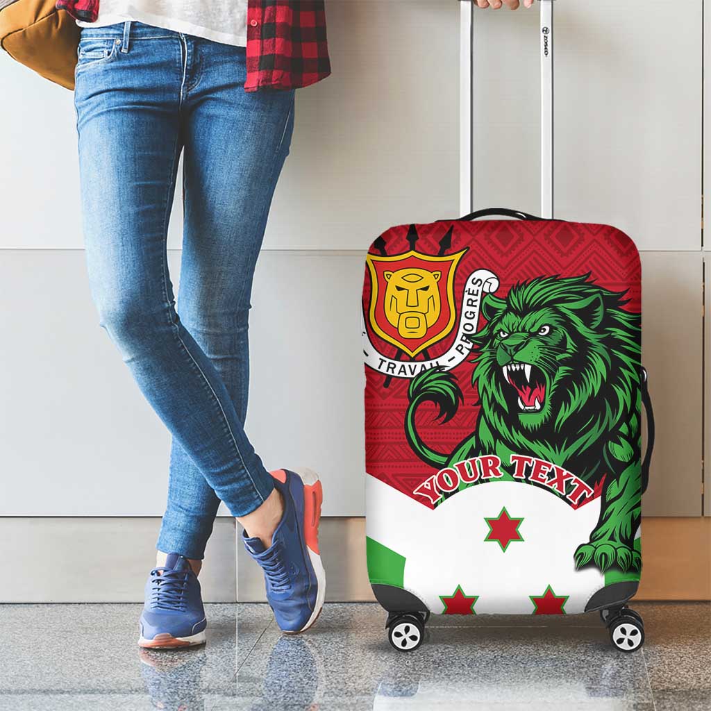 Personalized Burundi Luggage Cover Lion and Coat Of Arms - Flag Style LT15