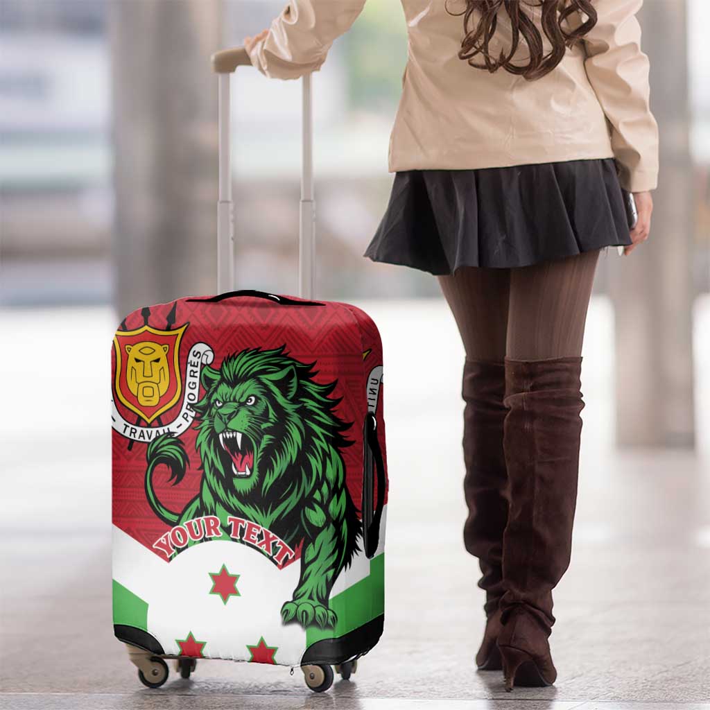 Personalized Burundi Luggage Cover Lion and Coat Of Arms - Flag Style LT15