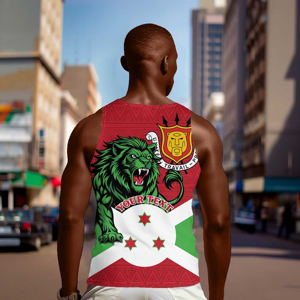 Personalized Jamhuri ya Burundi Men Tank Top Lion With Coat Of Arms - Flag Style LT15