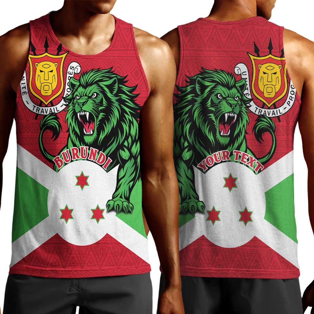 Personalized Jamhuri ya Burundi Men Tank Top Lion With Coat Of Arms - Flag Style LT15