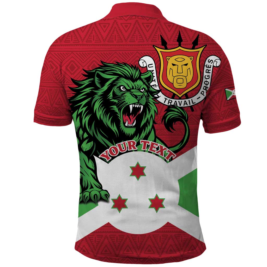 Personalized Burundi Polo Shirt Lion and Coat Of Arms - Flag Style LT15