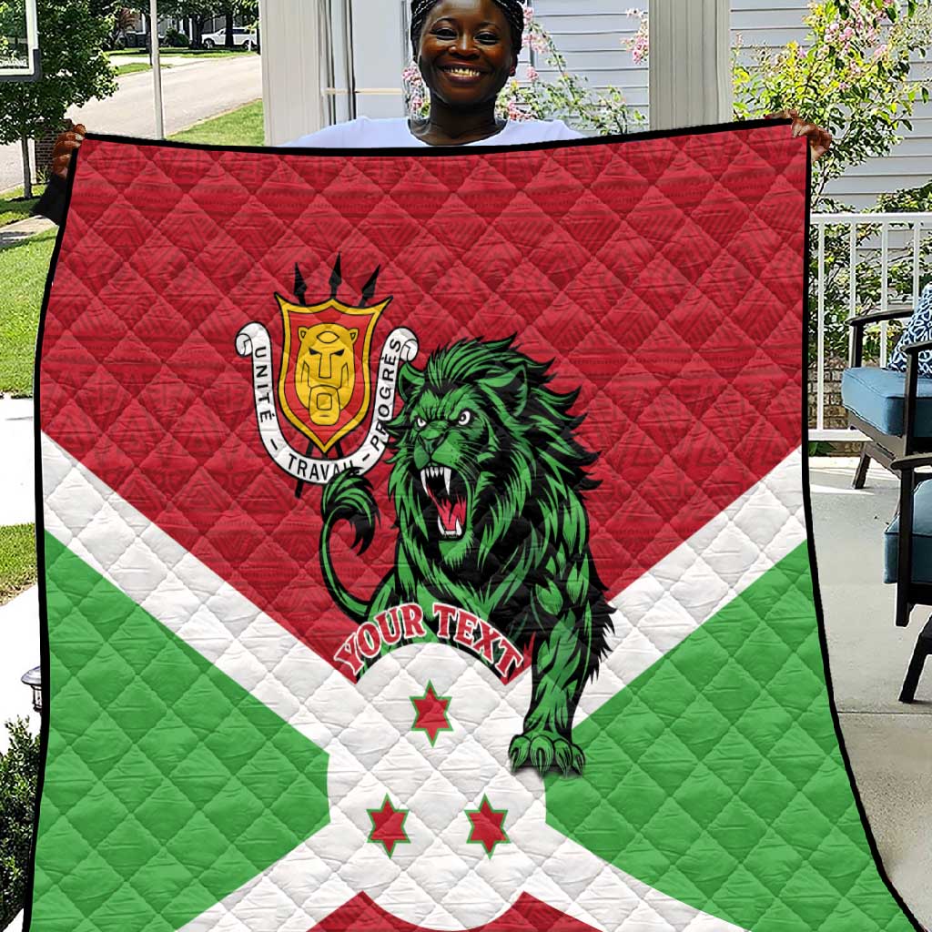 Personalized Jamhuri ya Burundi Quilt Lion With Coat Of Arms - Flag Style LT15