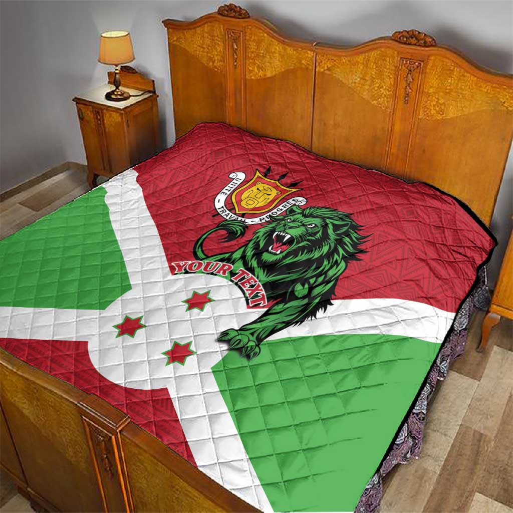 Personalized Jamhuri ya Burundi Quilt Lion With Coat Of Arms - Flag Style LT15