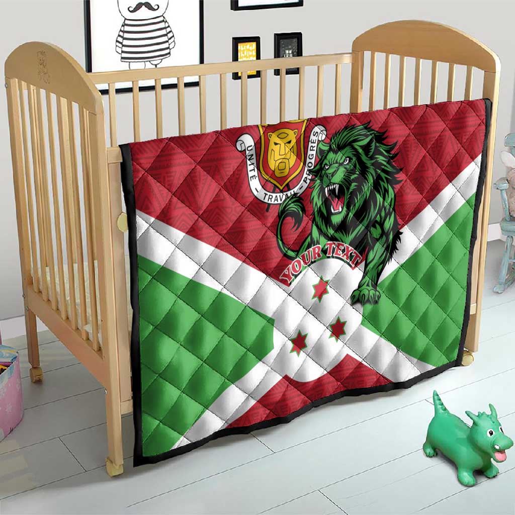 Personalized Jamhuri ya Burundi Quilt Lion With Coat Of Arms - Flag Style LT15