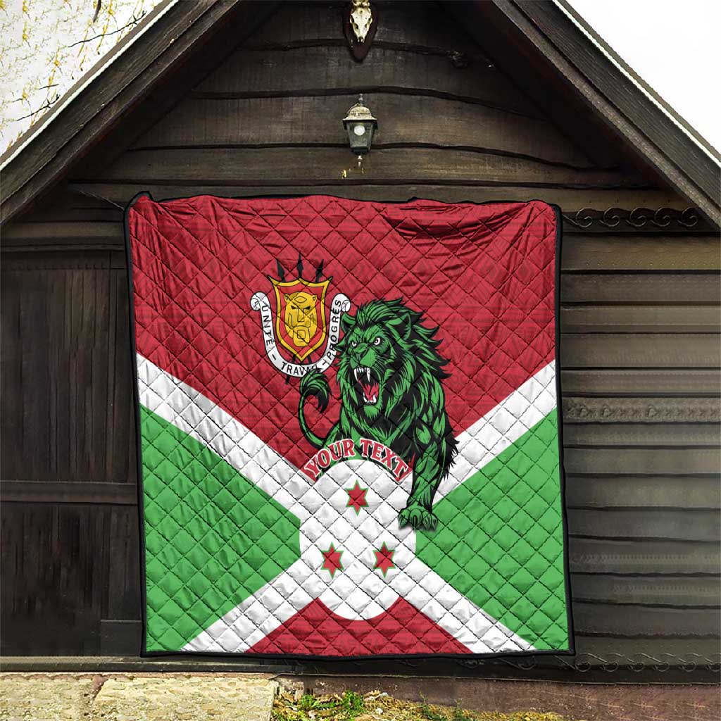 Personalized Jamhuri ya Burundi Quilt Lion With Coat Of Arms - Flag Style LT15
