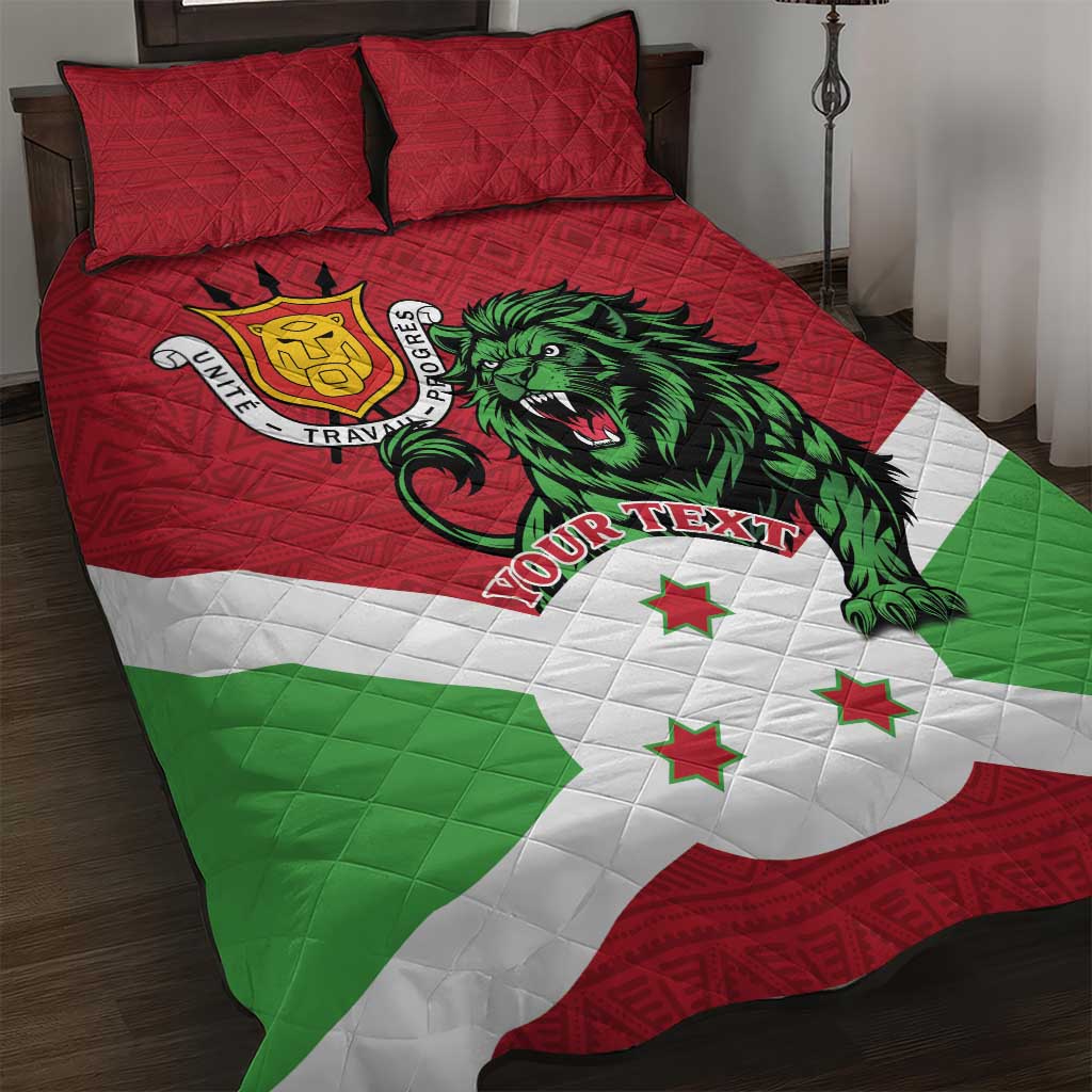 Personalized Jamhuri ya Burundi Quilt Bed Set Lion With Coat Of Arms - Flag Style LT15