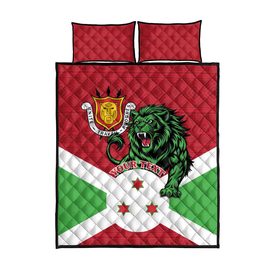 Personalized Jamhuri ya Burundi Quilt Bed Set Lion With Coat Of Arms - Flag Style LT15