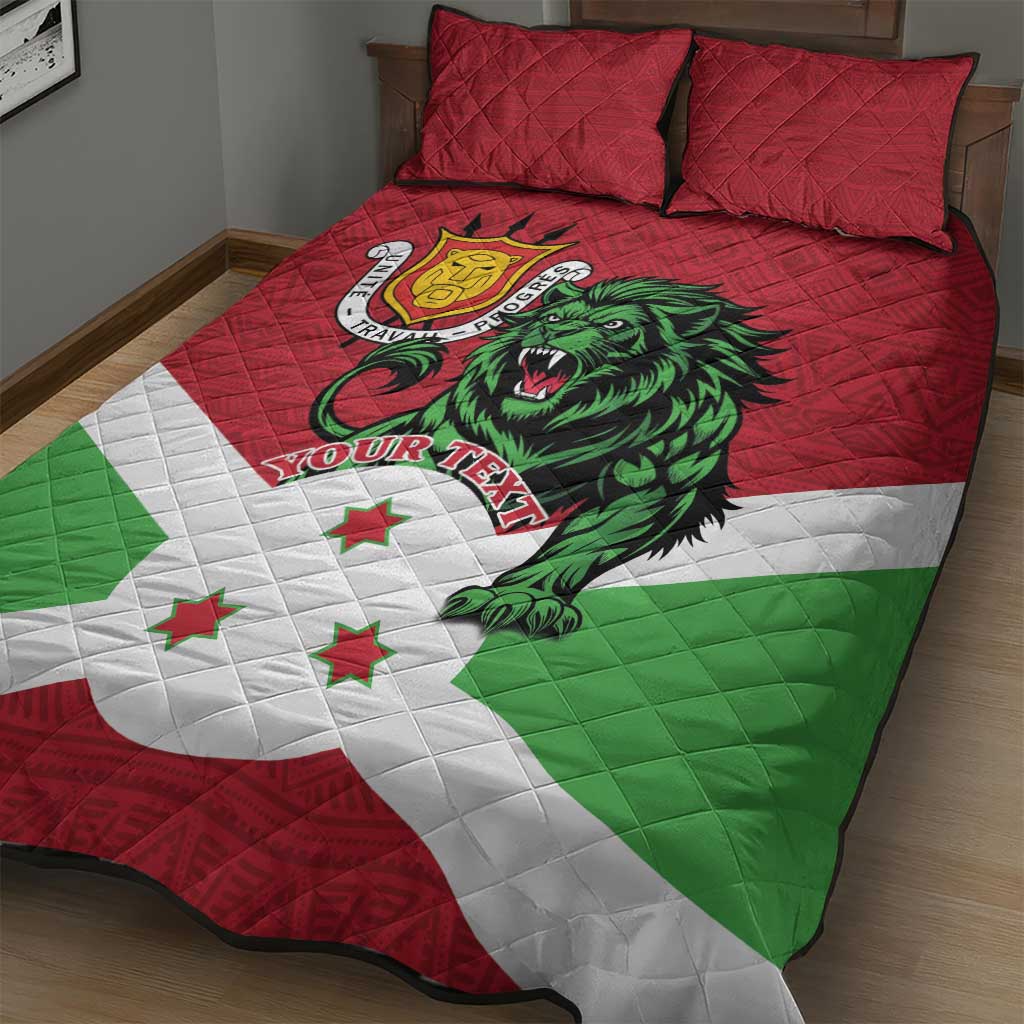 Personalized Jamhuri ya Burundi Quilt Bed Set Lion With Coat Of Arms - Flag Style LT15