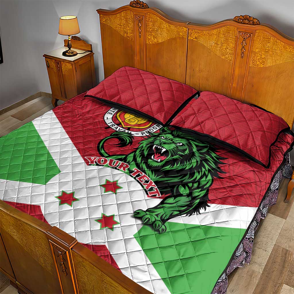 Personalized Jamhuri ya Burundi Quilt Bed Set Lion With Coat Of Arms - Flag Style LT15