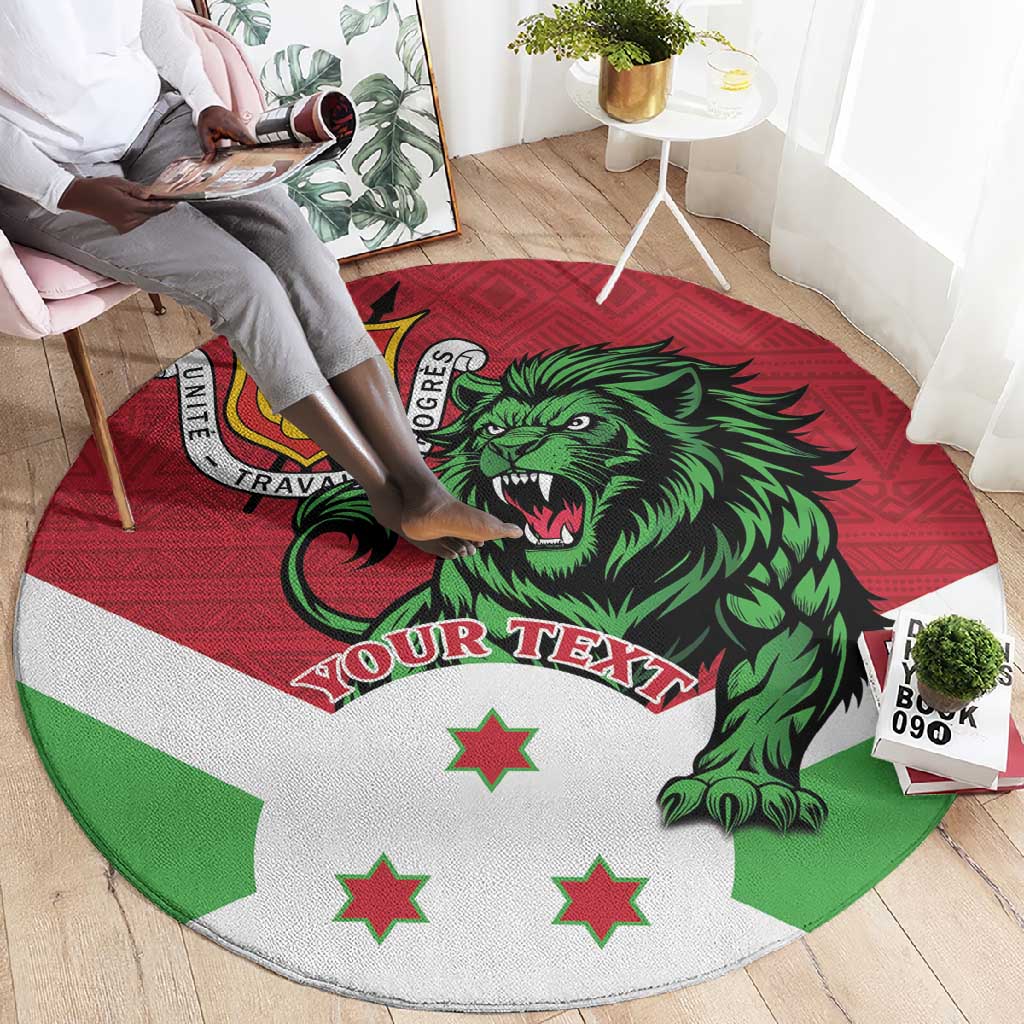 Personalized Jamhuri ya Burundi Round Carpet Lion With Coat Of Arms - Flag Style LT15