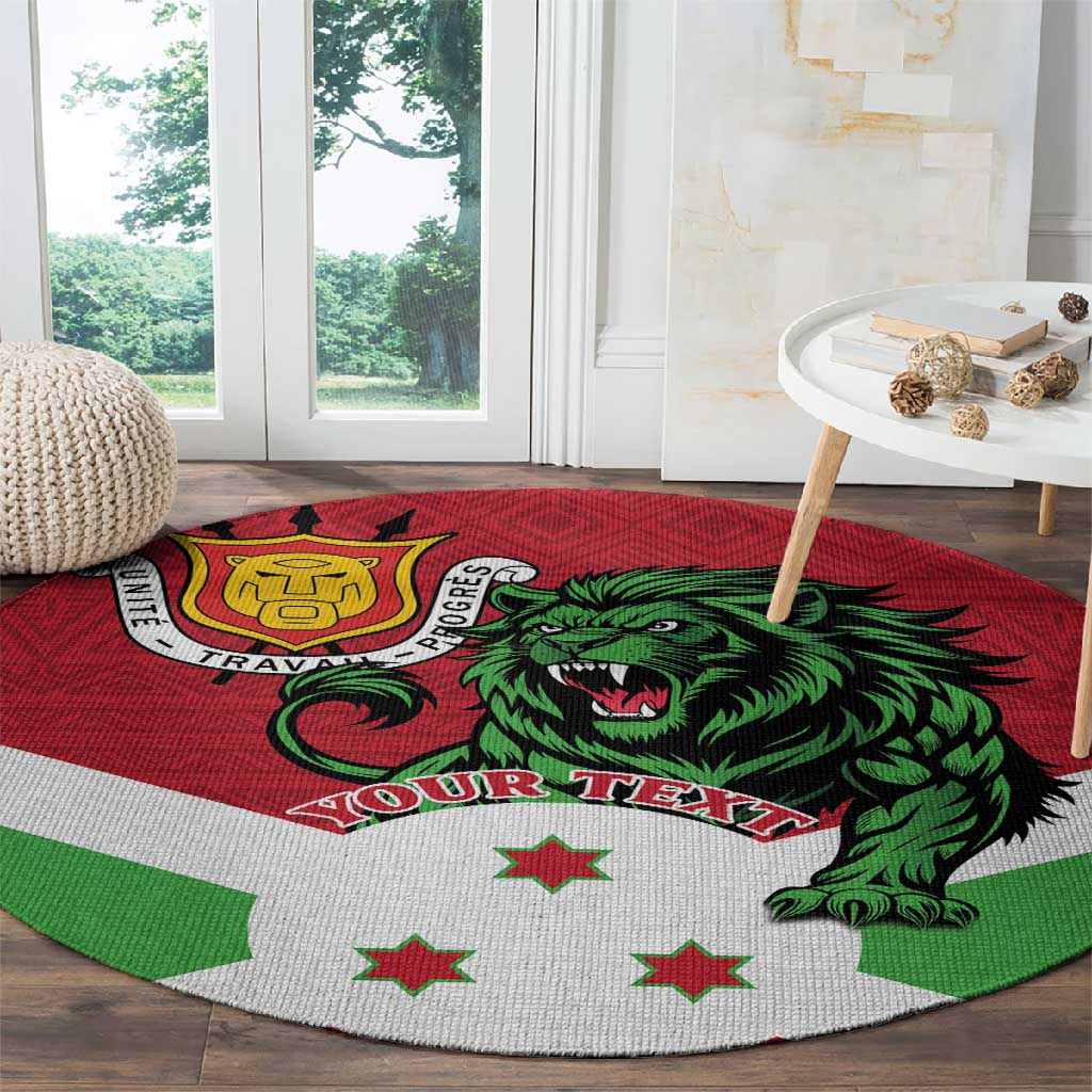 Personalized Jamhuri ya Burundi Round Carpet Lion With Coat Of Arms - Flag Style LT15