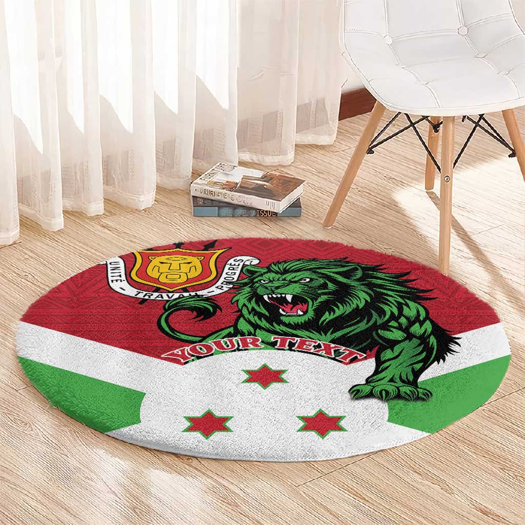 Personalized Jamhuri ya Burundi Round Carpet Lion With Coat Of Arms - Flag Style LT15