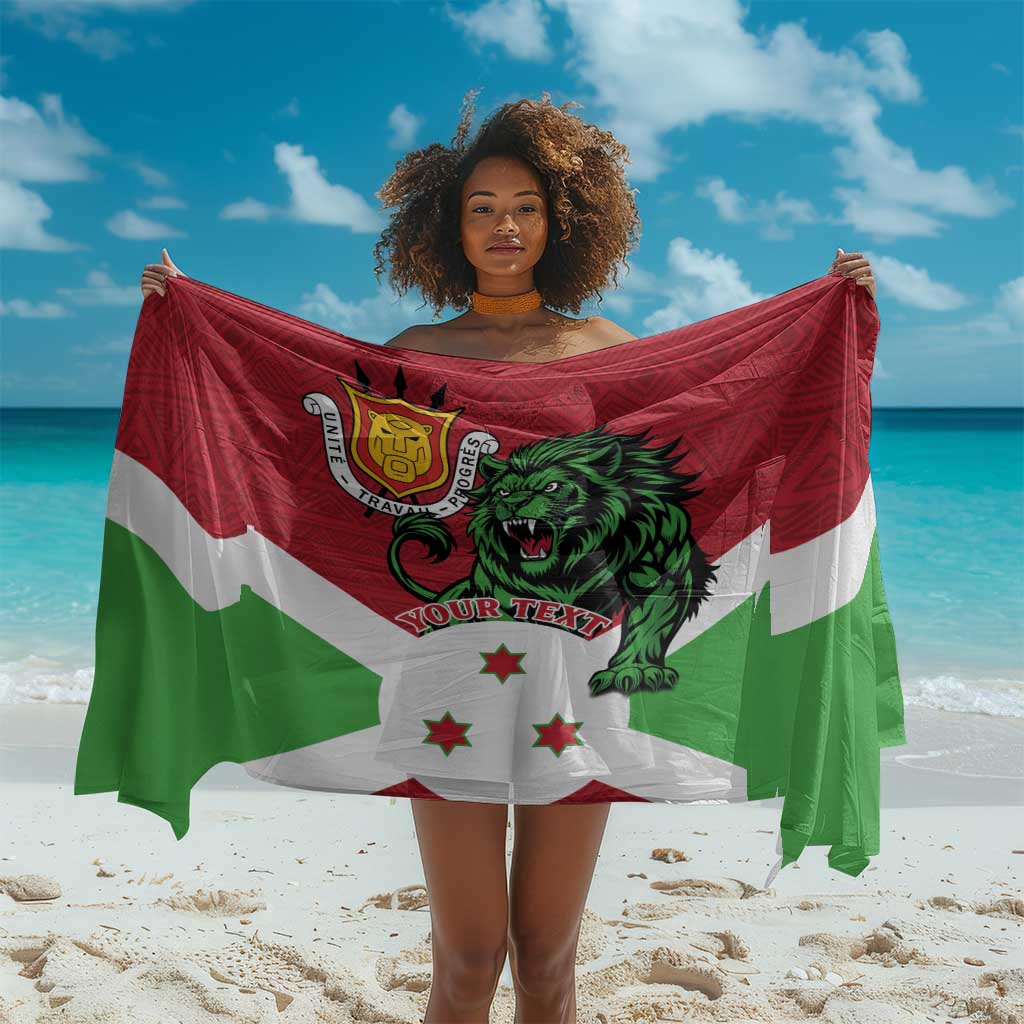 Personalized Jamhuri ya Burundi Sarong Lion With Coat Of Arms - Flag Style LT15