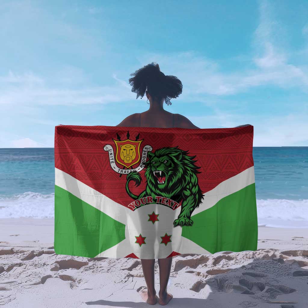 Personalized Jamhuri ya Burundi Sarong Lion With Coat Of Arms - Flag Style LT15
