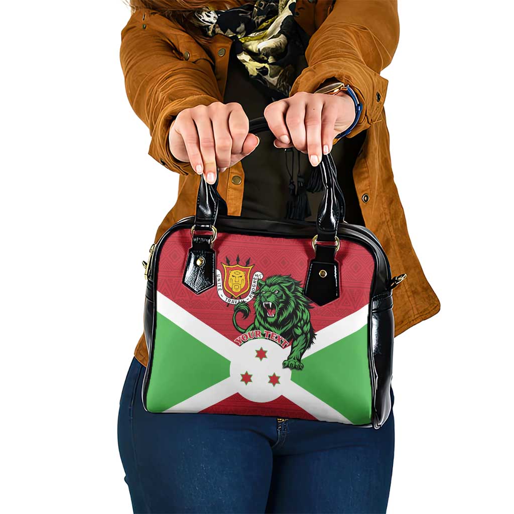 Personalized Burundi Shoulder Handbag Lion and Coat Of Arms - Flag Style LT15