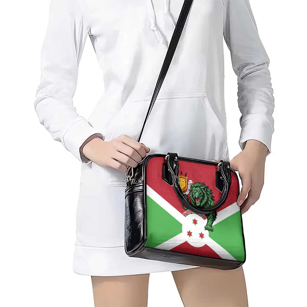 Personalized Burundi Shoulder Handbag Lion and Coat Of Arms - Flag Style LT15