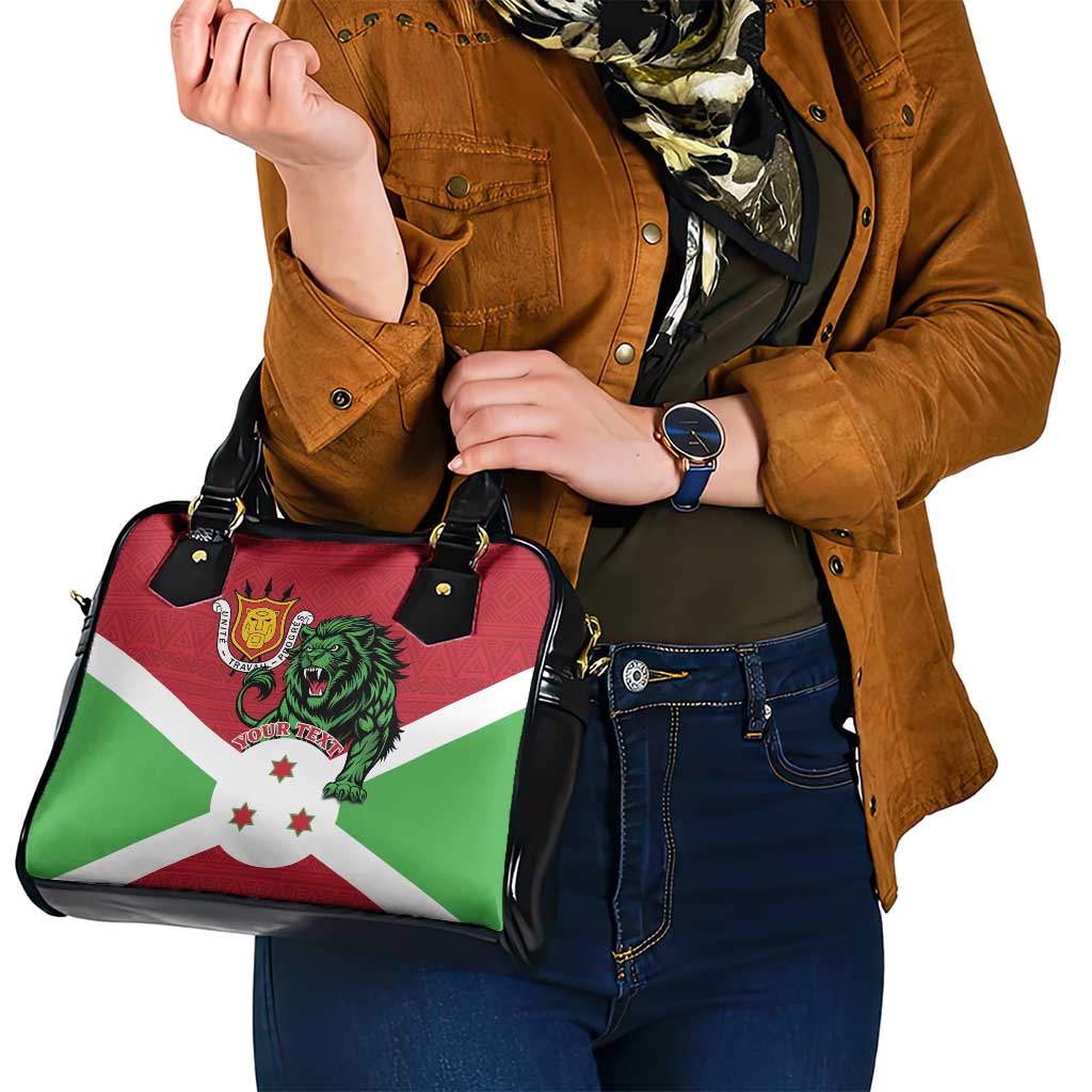 Personalized Burundi Shoulder Handbag Lion and Coat Of Arms - Flag Style LT15
