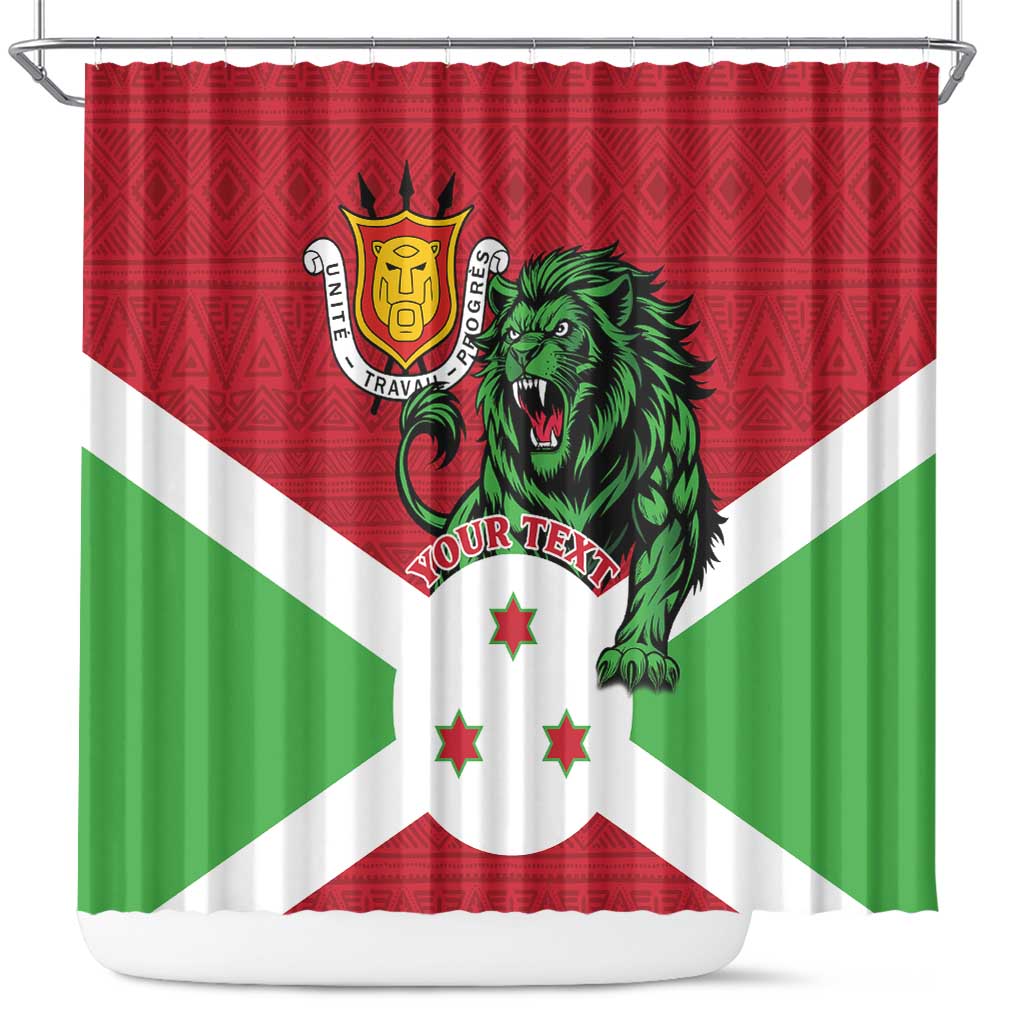 Personalized Burundi Shower Curtain Lion and Coat Of Arms - Flag Style LT15
