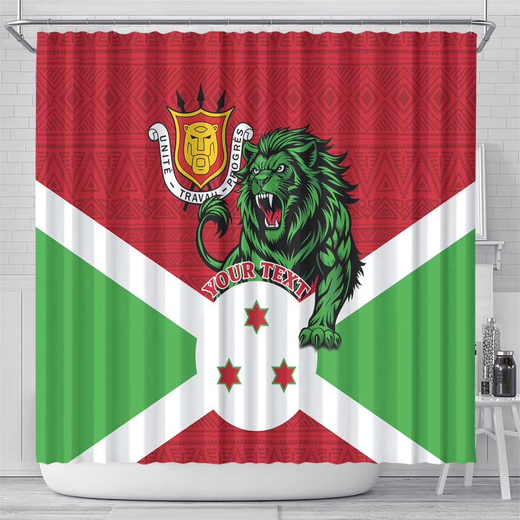 Personalized Burundi Shower Curtain Lion and Coat Of Arms - Flag Style LT15