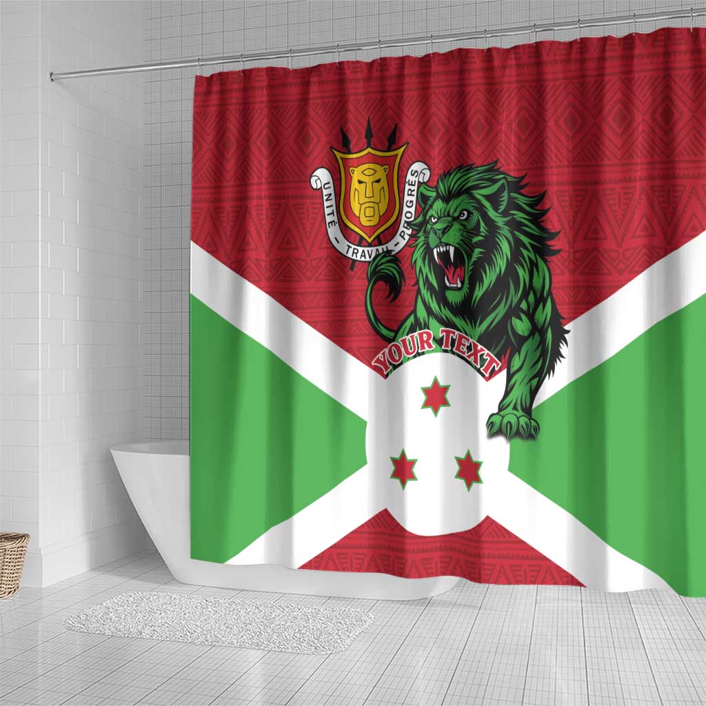 Personalized Burundi Shower Curtain Lion and Coat Of Arms - Flag Style LT15