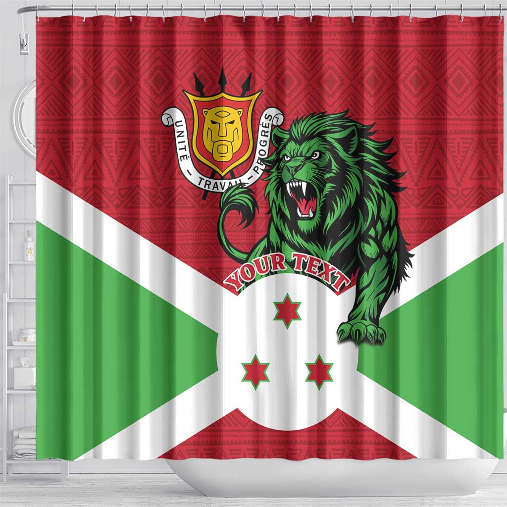 Personalized Burundi Shower Curtain Lion and Coat Of Arms - Flag Style LT15