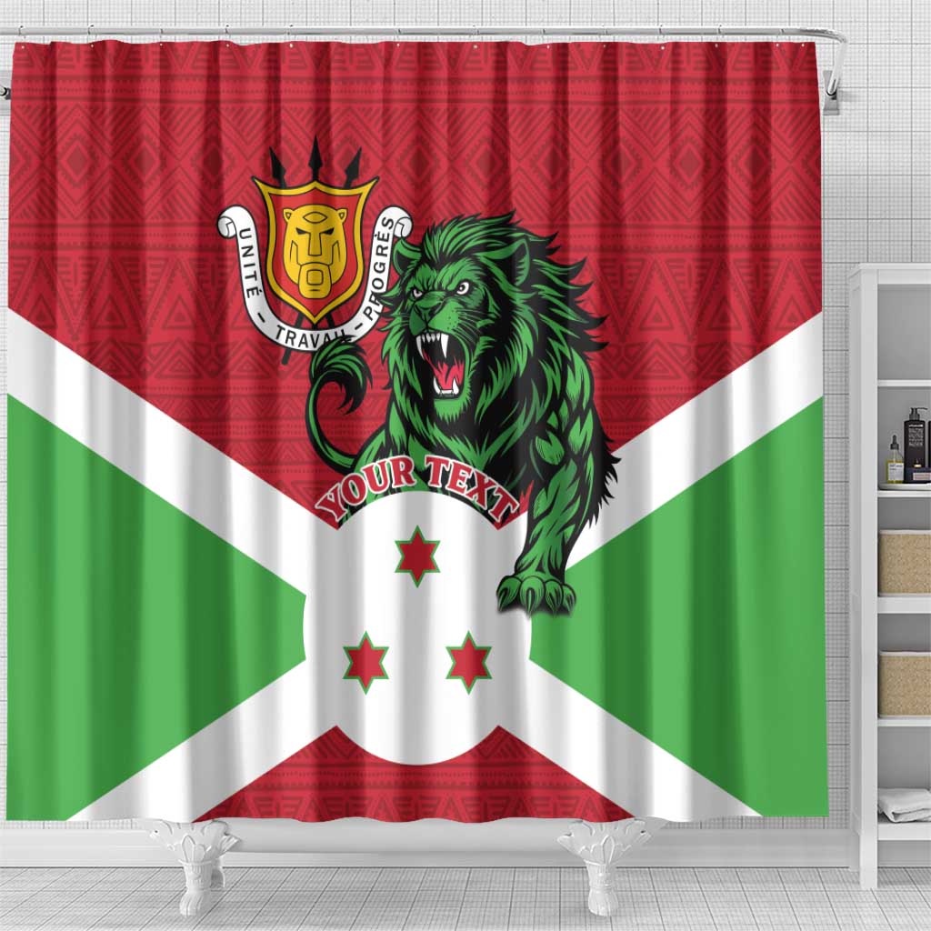Personalized Burundi Shower Curtain Lion and Coat Of Arms - Flag Style LT15