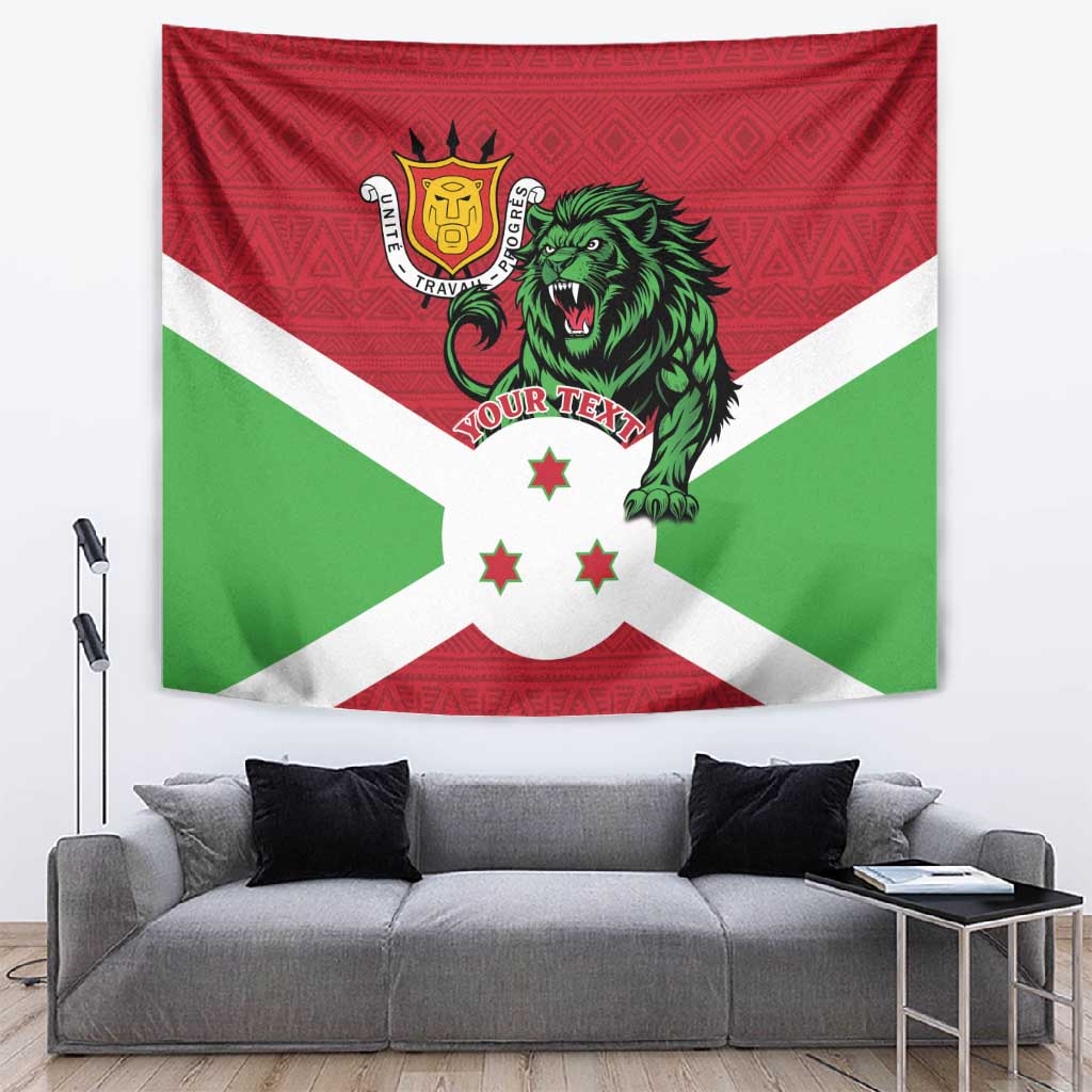 Personalized Jamhuri ya Burundi Tapestry Lion With Coat Of Arms - Flag Style LT15