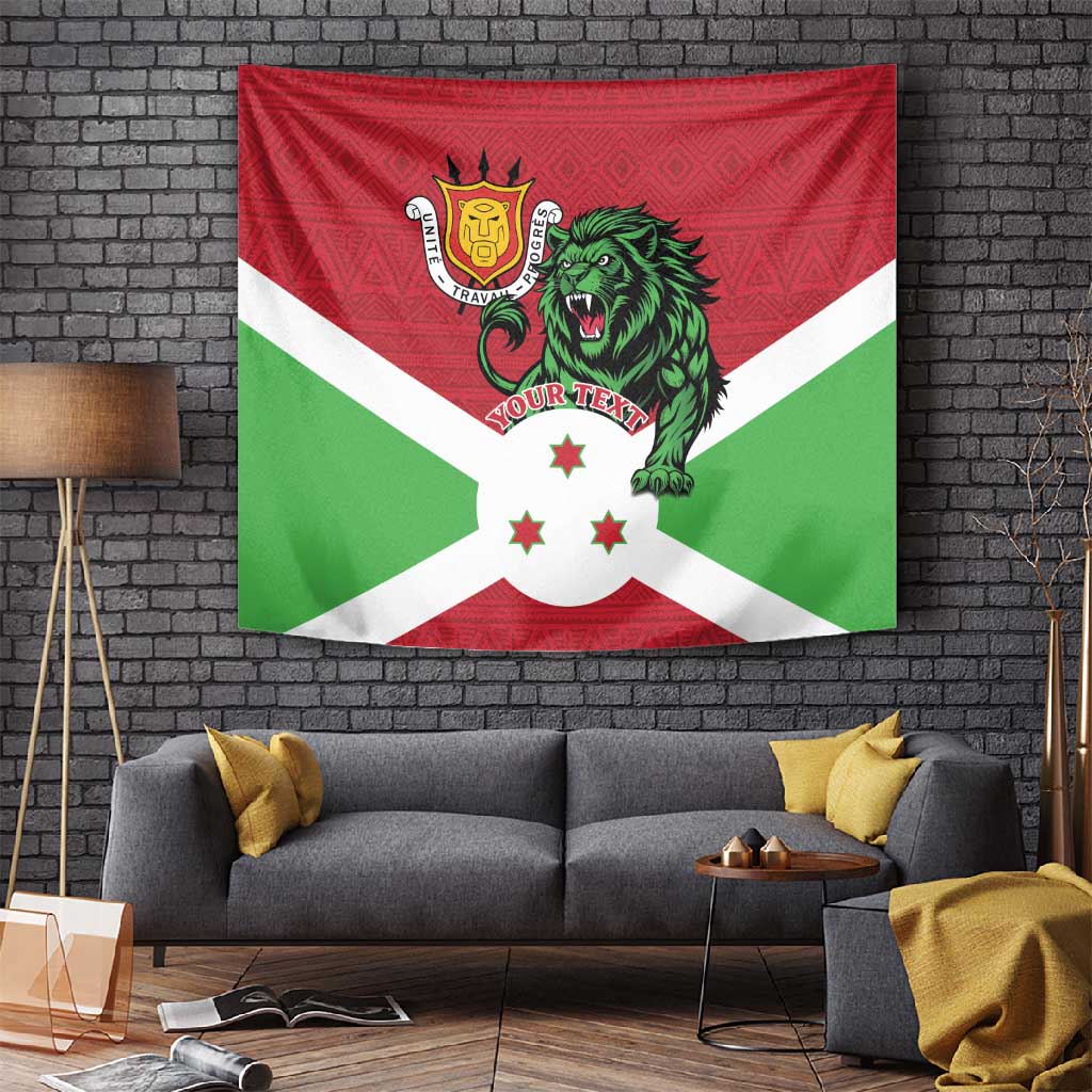 Personalized Jamhuri ya Burundi Tapestry Lion With Coat Of Arms - Flag Style LT15