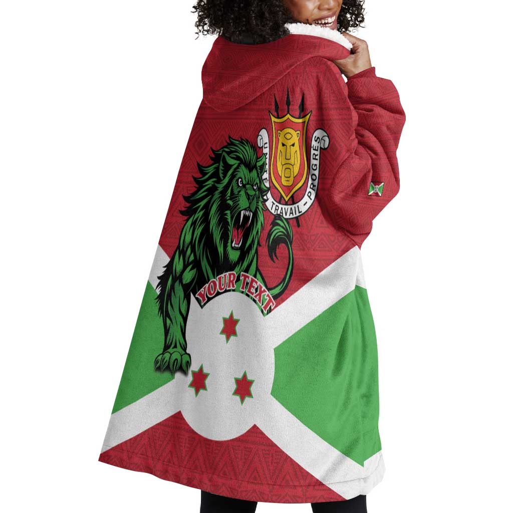 Personalized Jamhuri ya Burundi Wearable Blanket Hoodie Lion With Coat Of Arms - Flag Style LT15