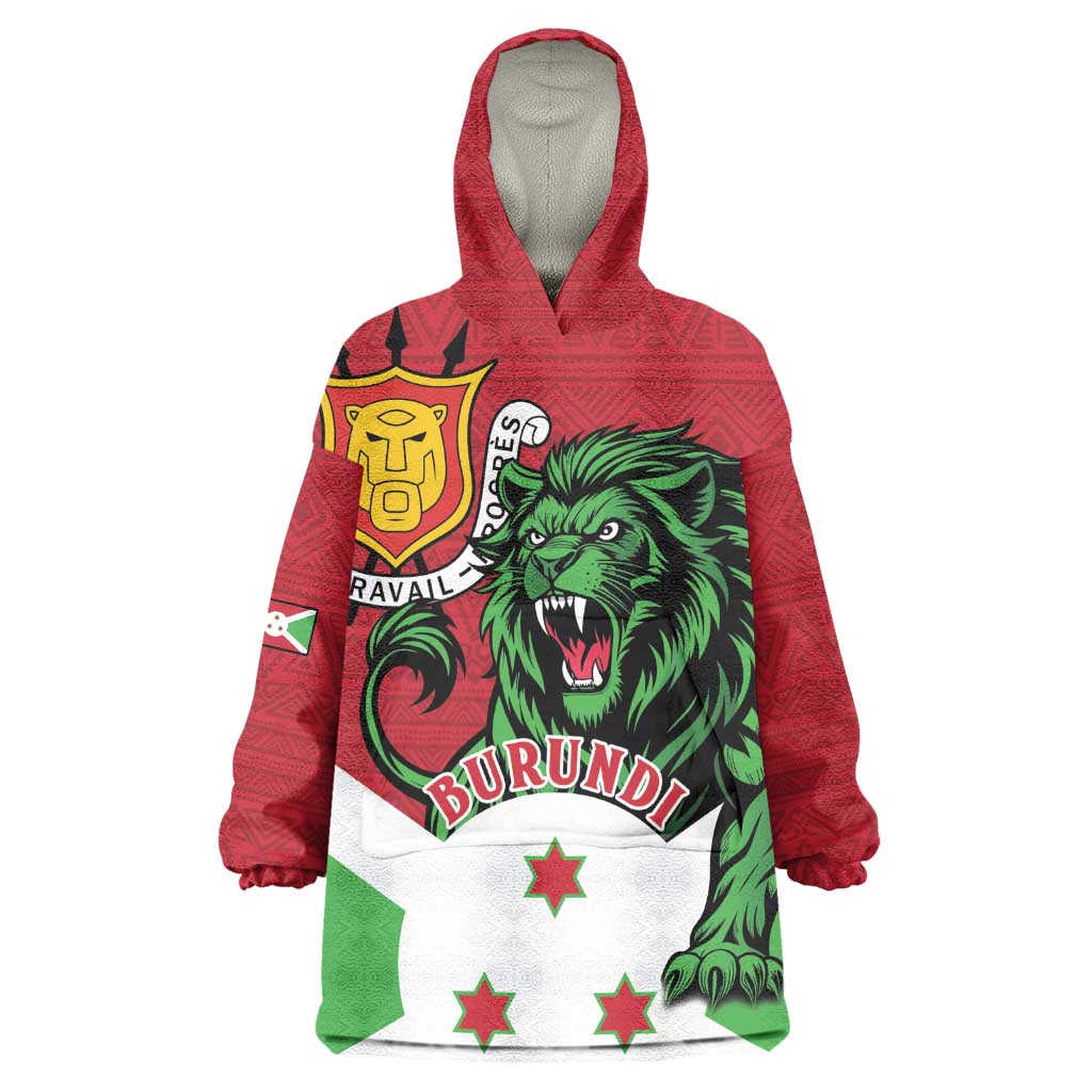 Personalized Jamhuri ya Burundi Wearable Blanket Hoodie Lion With Coat Of Arms - Flag Style LT15