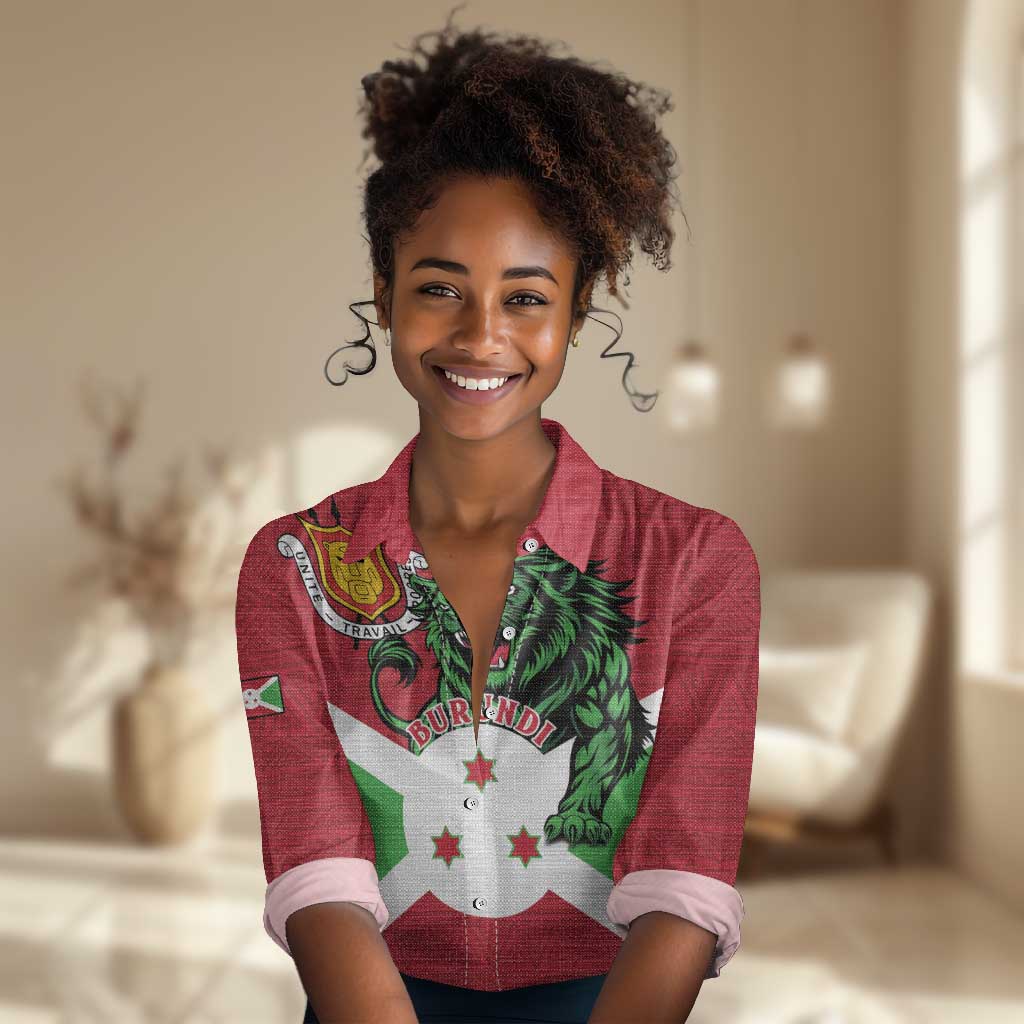 Personalized Jamhuri ya Burundi Women Casual Shirt Lion With Coat Of Arms - Flag Style LT15
