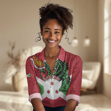 Personalized Jamhuri ya Burundi Women Casual Shirt Lion With Coat Of Arms - Flag Style LT15