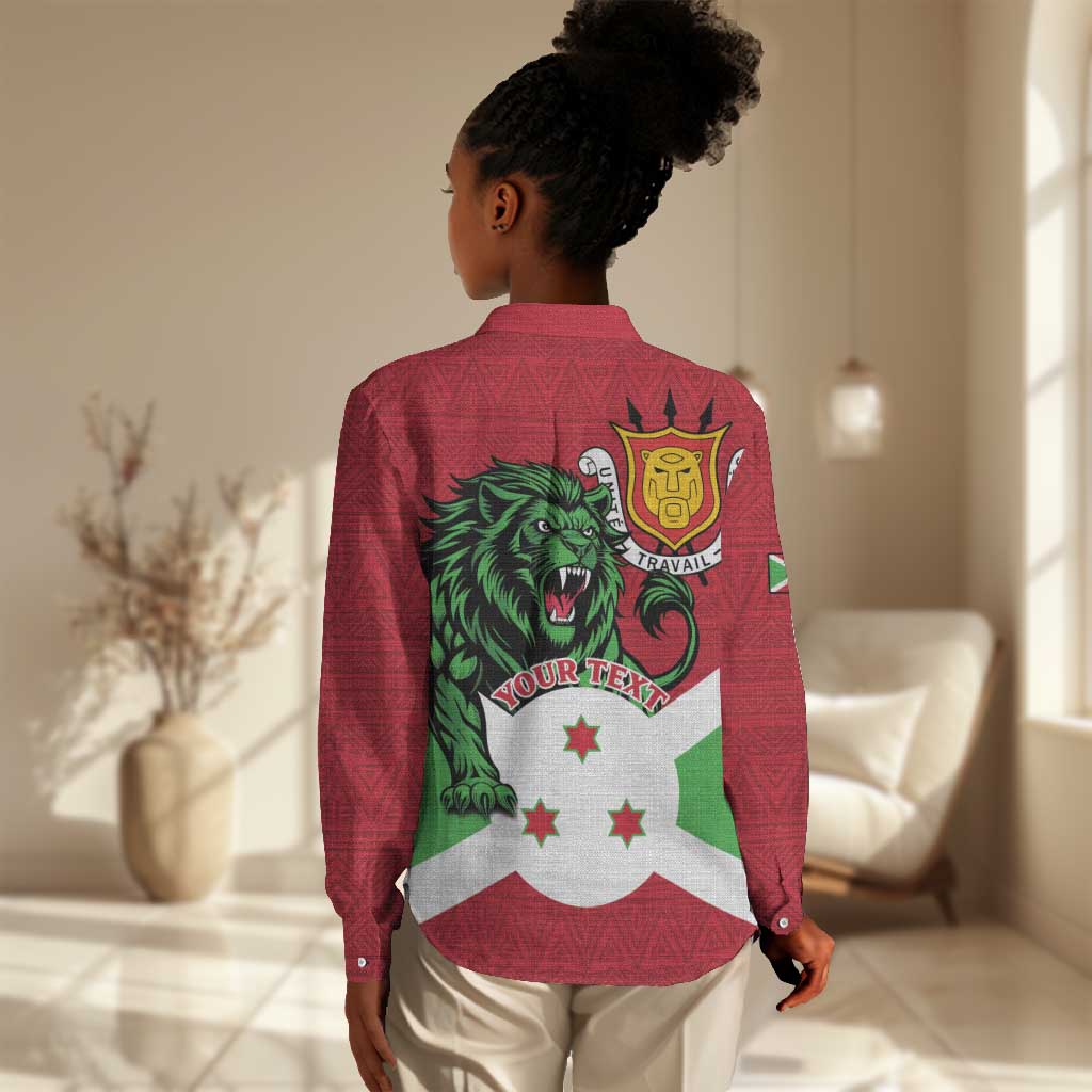 Personalized Jamhuri ya Burundi Women Casual Shirt Lion With Coat Of Arms - Flag Style LT15
