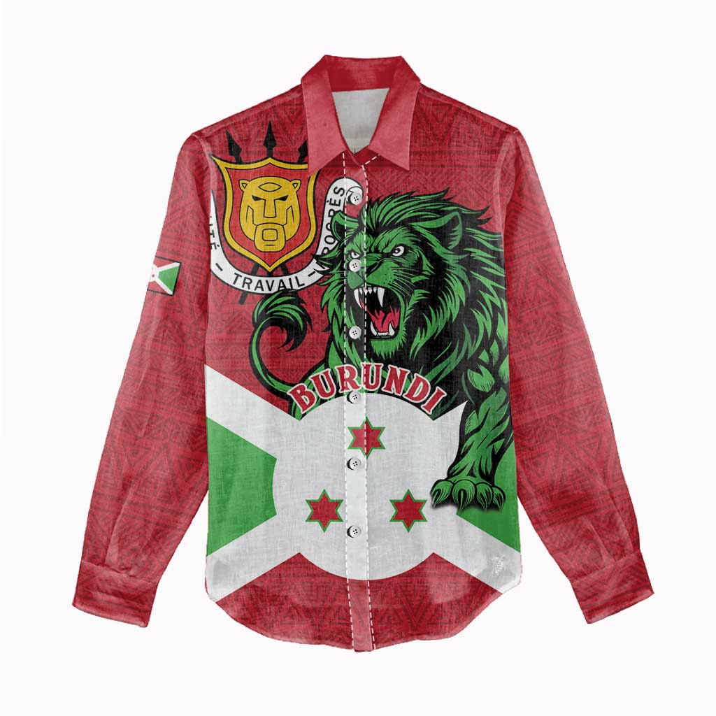Personalized Jamhuri ya Burundi Women Casual Shirt Lion With Coat Of Arms - Flag Style LT15