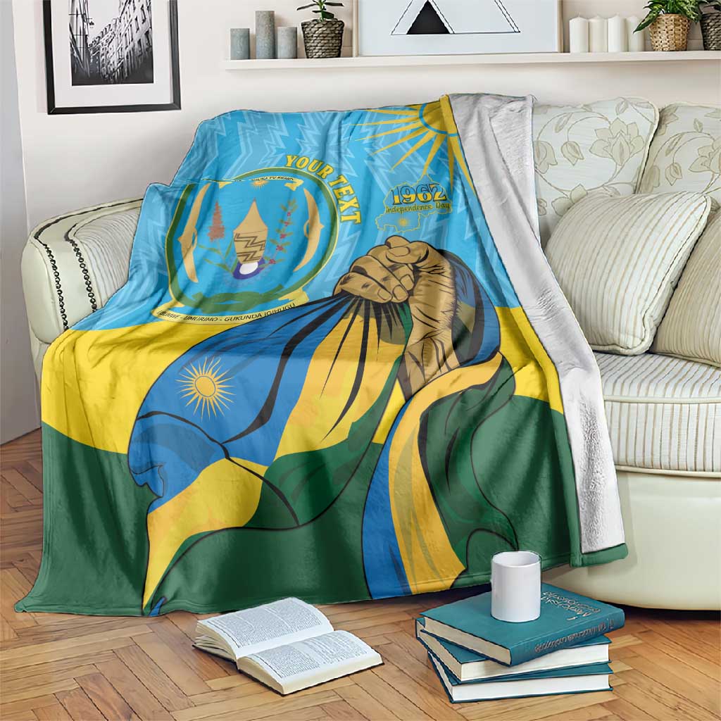 Personalized Happy Rwanda Independence Day Blanket Coat Of Arms With Map LT15