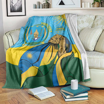 Personalized Happy Rwanda Independence Day Blanket Coat Of Arms With Map LT15