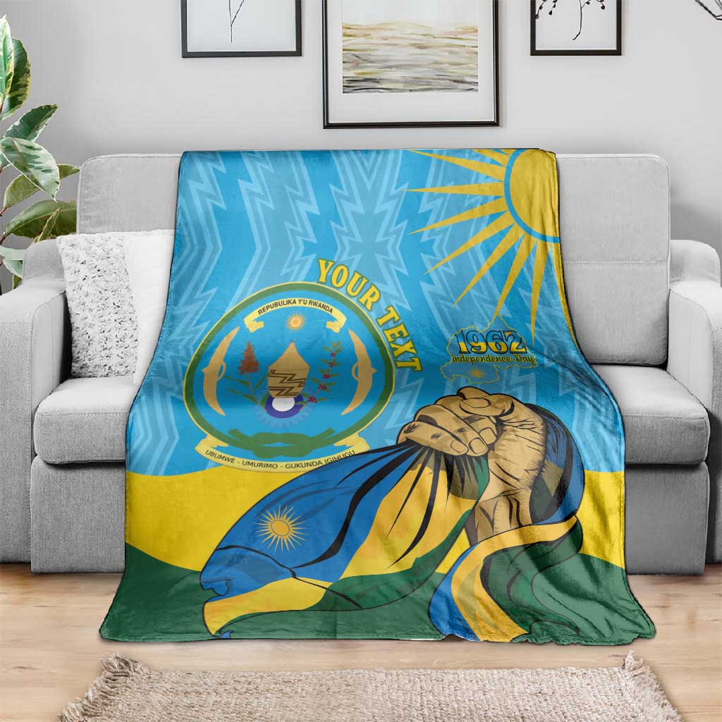Personalized Happy Rwanda Independence Day Blanket Coat Of Arms With Map LT15