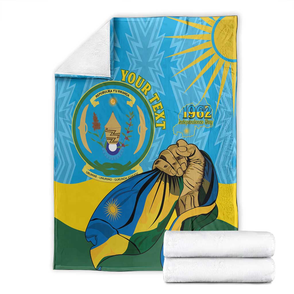 Personalized Happy Rwanda Independence Day Blanket Coat Of Arms With Map LT15